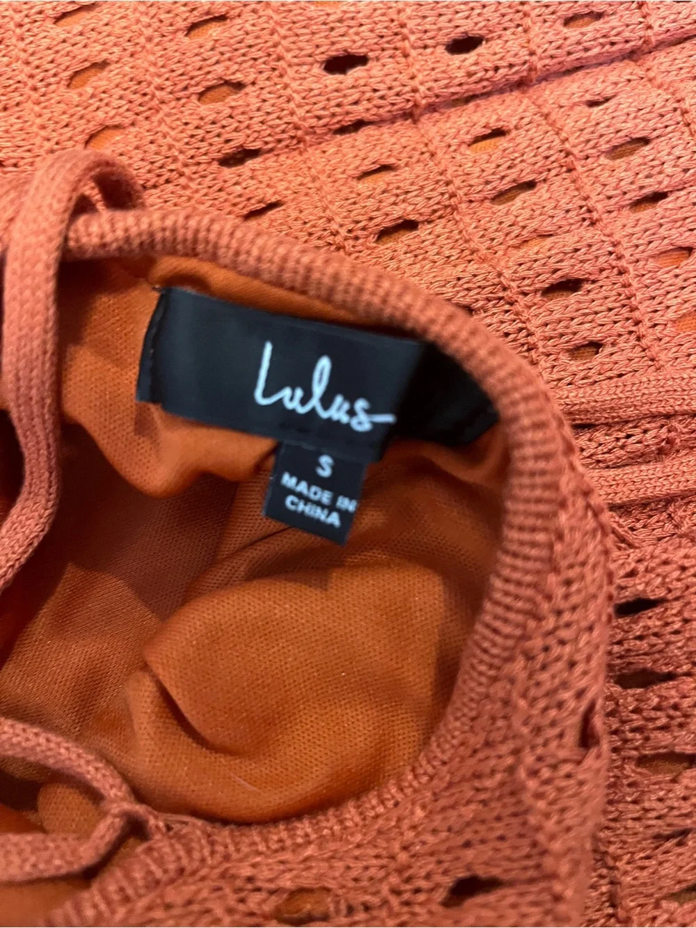 Lulu’s orange crochet dress small - Picture 4 of 4